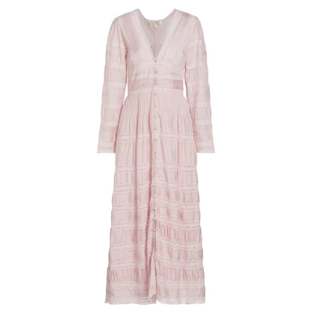 LoveShackFancy Ellitia Lace Buttoned Maxi Dress SZ 2 NWOT